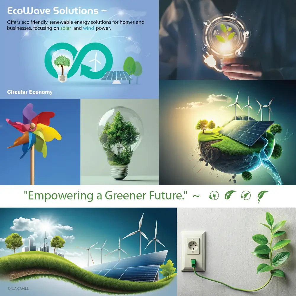 Visual research and sustainability-focused mood board for EcoWave branding