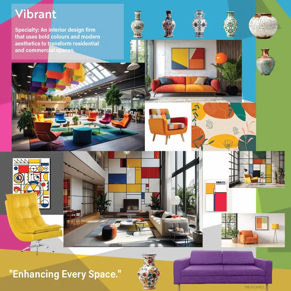 Creative concept strategy and color story development for Vibrant brand identity