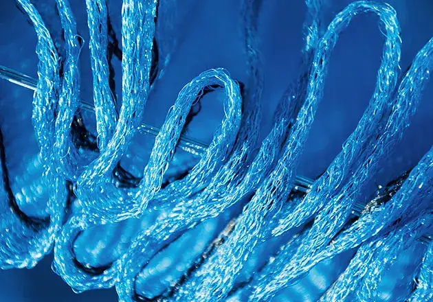 Abstract photography of blue fiber textures for textile design inspiration