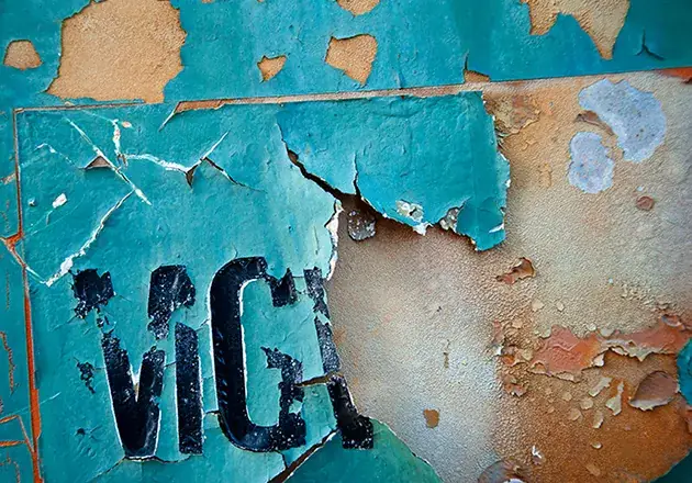 Abstract macro of peeling paint textures for industrial surface design