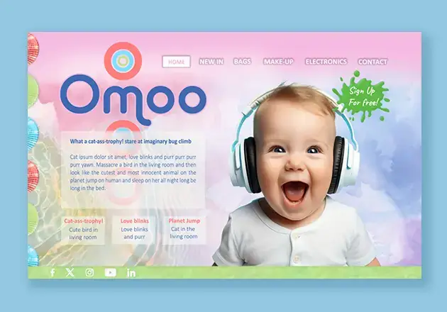 Modern desktop landing page UI UX design with high-conversion layout