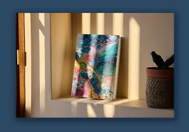 Custom notebook and journal cover design with minimalist floral typography