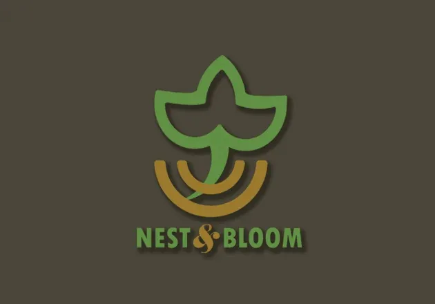 Nest & Bloom lifestyle brand logo - Floral vector art