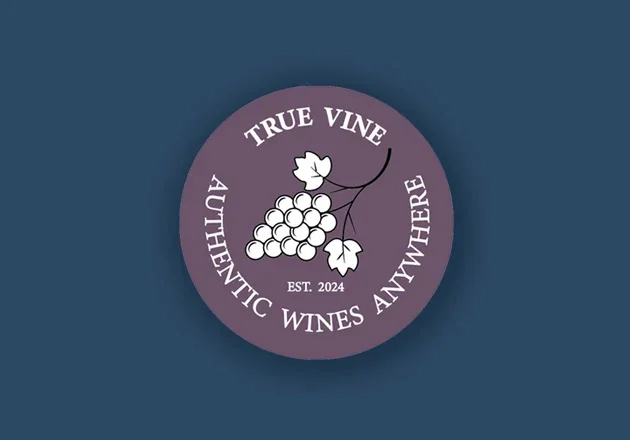 True Vine organic logo design with custom vector illustration