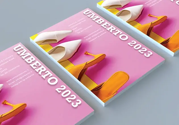 Isometric perspective mockup of multiple magazine covers for brand consistency