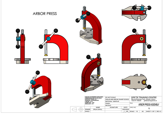 Arbor Press - Solidworks Assembly Drawing