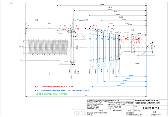 Solidworks Technical Drawing Showing Tree Top And Base