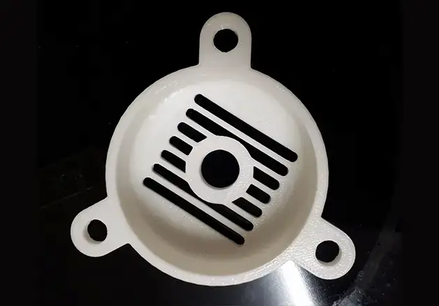 Underside view of a 3D printed mechanical component for fit check