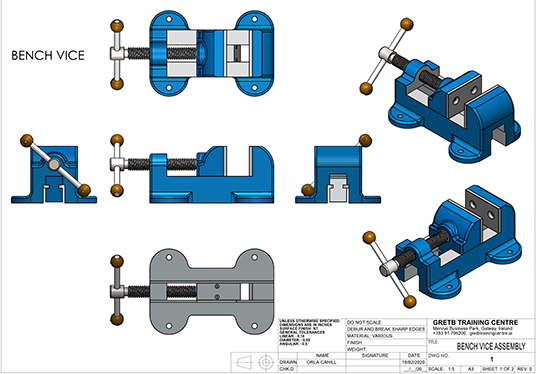 bench vice assembly drawing