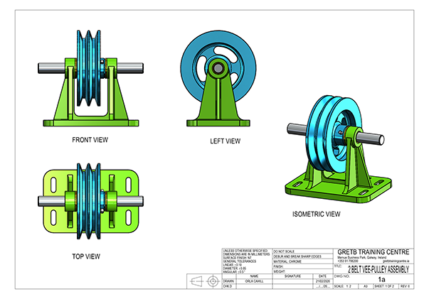 2 Belt V Pulley - Solidworks Assebbly Drawing