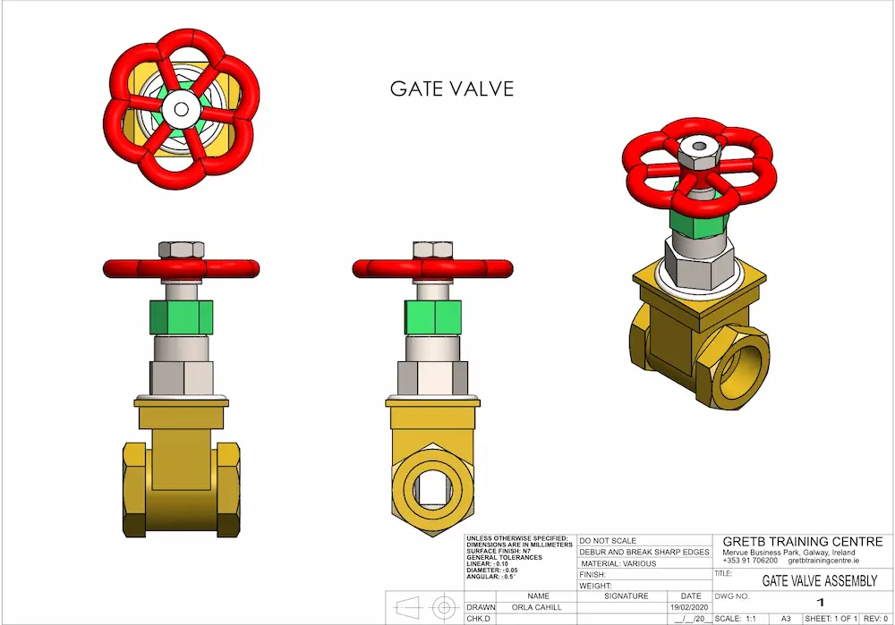 Complex industrial gate valve assembly and 3D modelling project