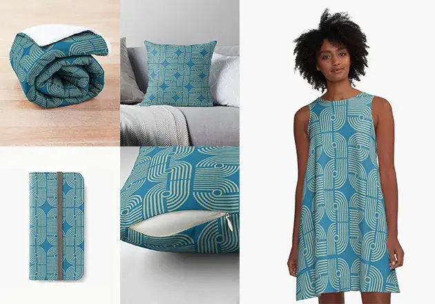 Circular Geometric vector repeat pattern for interior décor products and Fashion fabrics