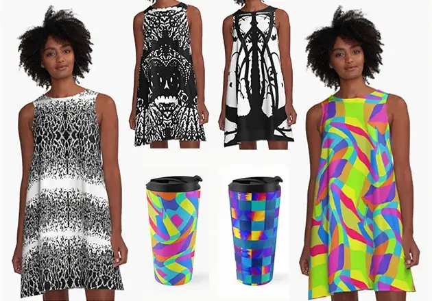 High-contrast black & white and neon surface design for bold apparel textiles