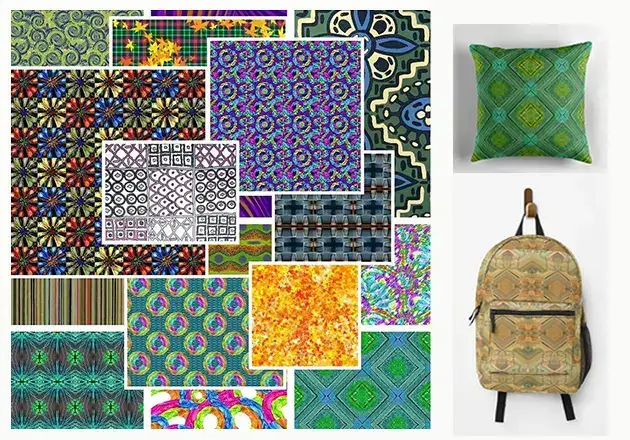 Comprehensive pattern library showing a variety of seamless textile designs