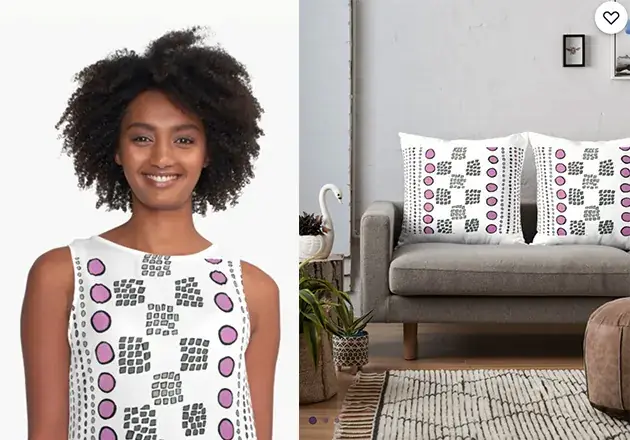 Artistic placement print and surface design mockup for lifestyle and fashion products